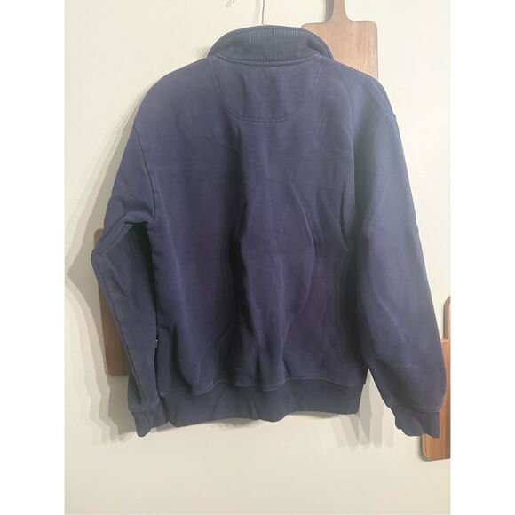 Orvis Navy Blue Long Sleeve Mock Neck Quarter Zip Pullover Sweatshirt Medium - Picture 2 of 6